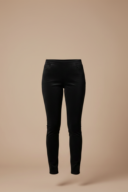 Pantalon Noir Côtelé Slim Confortable Femme - Cordé - vue 3