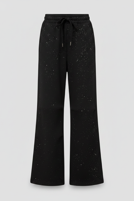 Pantalon Noir Large Paillettes Décontracté Fille - Molleton - vue 3