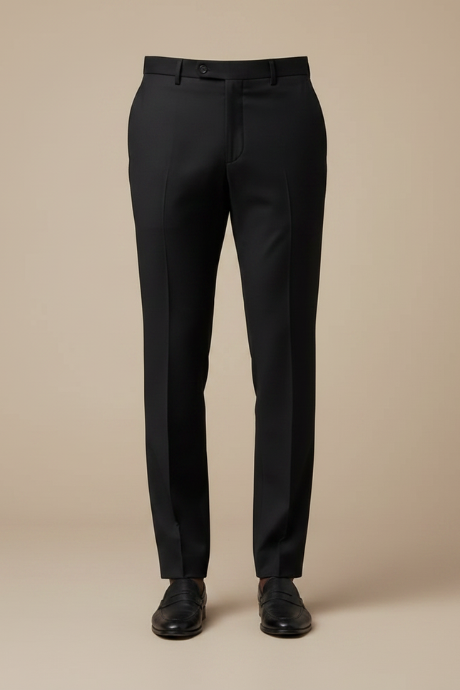 Pantalon Noir Habillé Coton Slim Élégant Formel Homme - Gabardine - vue 3