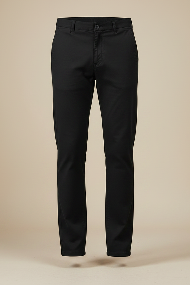 Pantalon Noir Coton Droit Confortable Décontracté Homme - vue 3