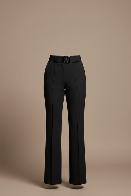 Pantalon Noir Droit Taille Haute Élégant Femme - Polyester - vue 3