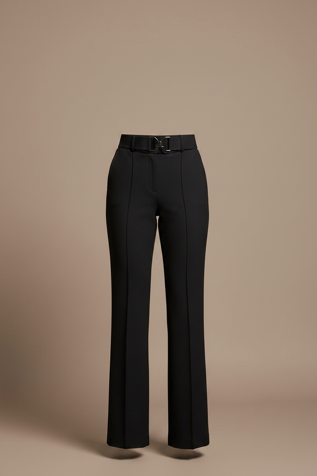 Pantalon Noir Droit Taille Haute Élégant Femme - Polyester - vue 3