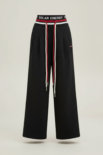 Pantalon Fluide Noir Avec Bande Blanche - Molleton - vue 3
