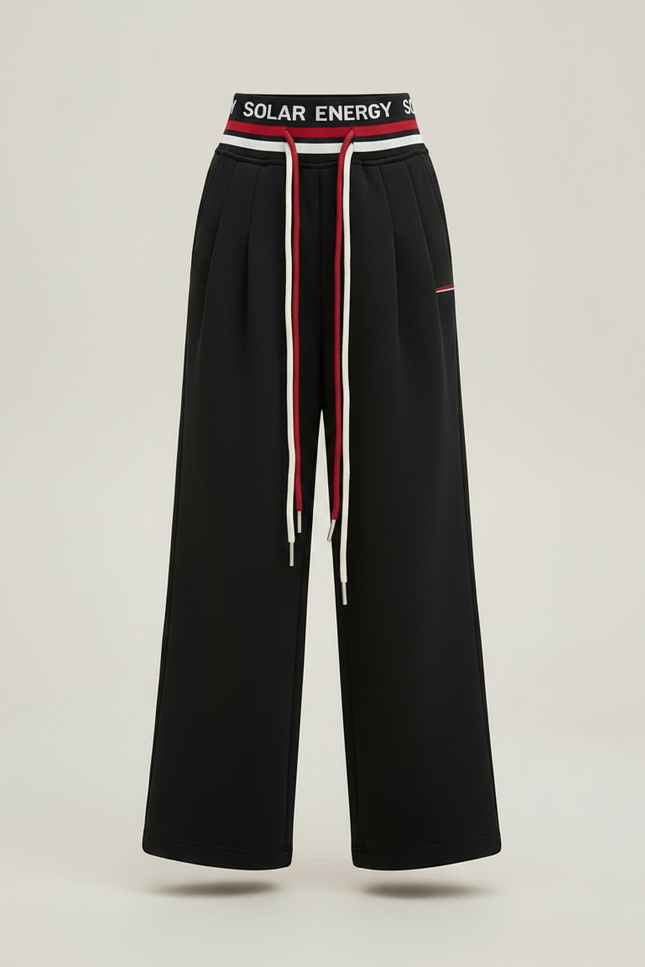 Pantalon Fluide Noir Avec Bande Blanche - Molleton - vue 3