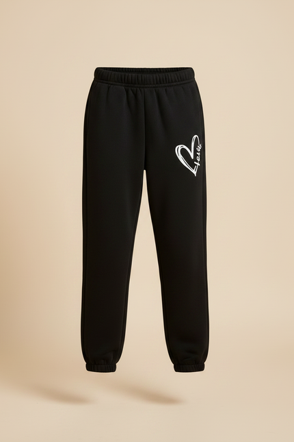 Pantalon Noir Molletonné Confortable Cœur Fille - vue 3