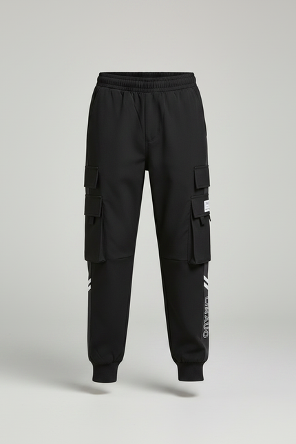 Pantalon Noir Cargo Enfant Multi-poches Décontracté - Polyester - vue 3