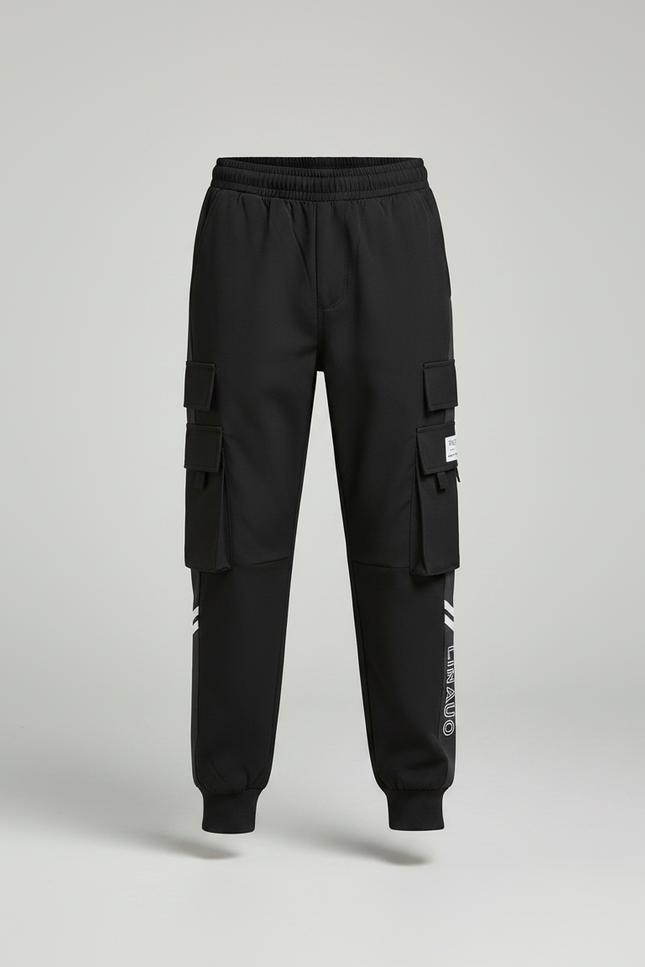 Pantalon Noir Cargo Enfant Multi-poches Décontracté - Polyester - vue 3