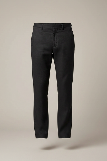 Pantalon Noir Lin Droit Décontracté Homme Confortable - vue 3