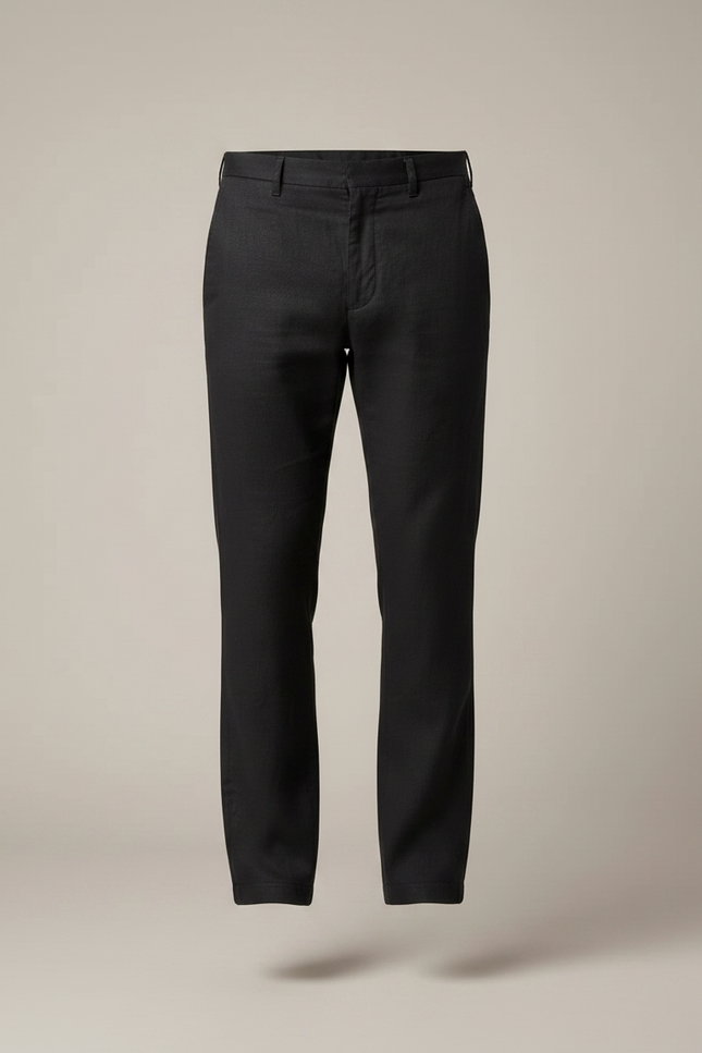 Pantalon Noir Lin Droit Décontracté Homme Confortable - vue 3