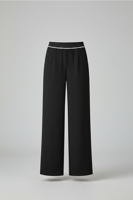 Pantalon Noir Liseré Blanc - Polyester - vue 3