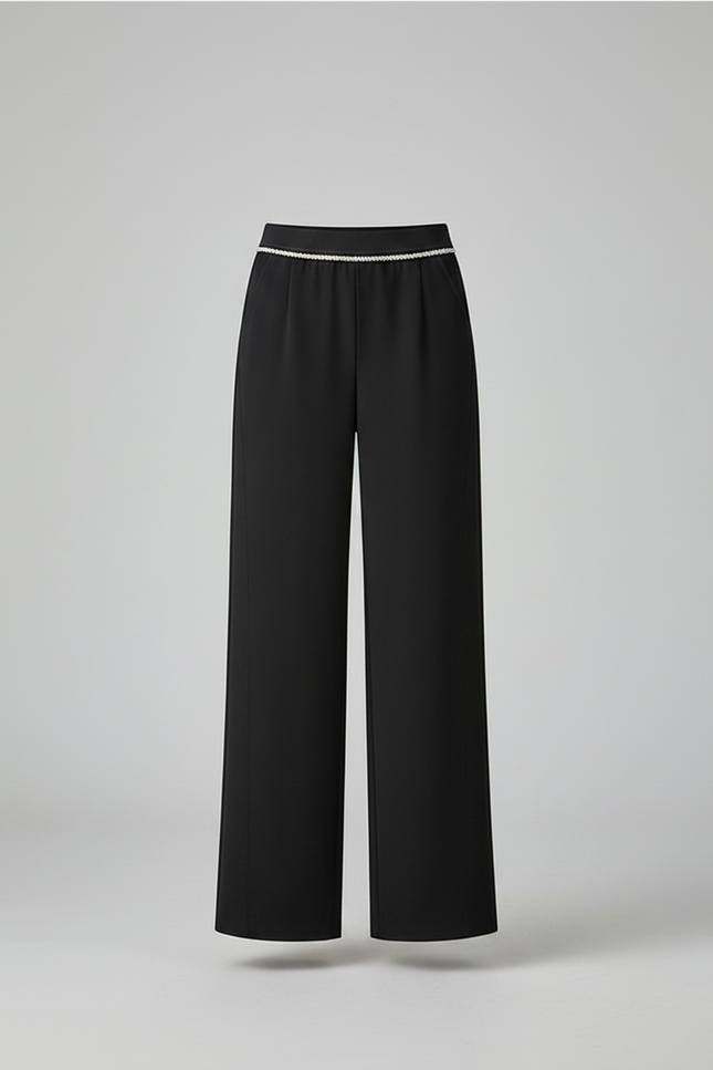 Pantalon Noir Liseré Blanc - Polyester - vue 3