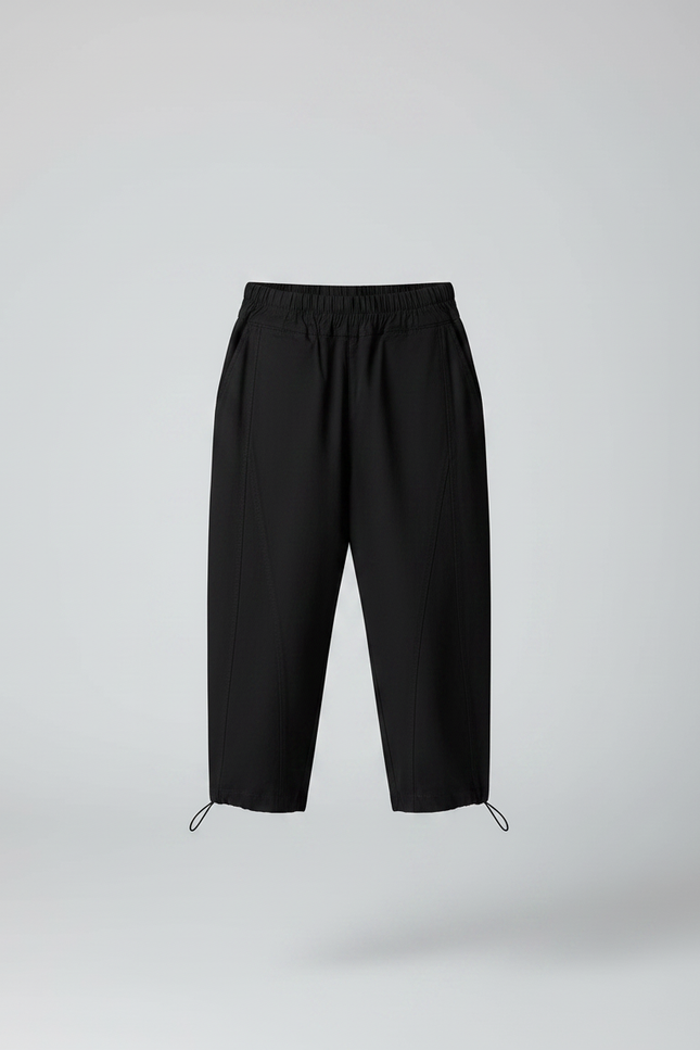 Pantalon Noir Ample Décontracté Enfant Cordon - Gabardine - vue 3
