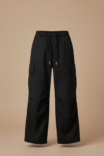 Pantalon Noir Cargo Ample Décontracté Fille Streetwear - Polyester - vue 3