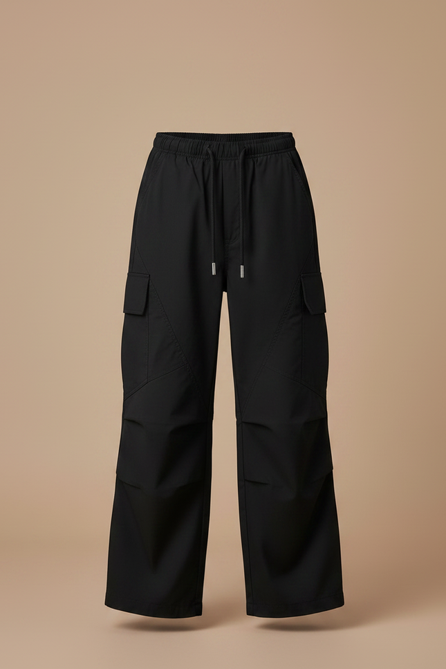 Pantalon Noir Cargo Ample Décontracté Fille Streetwear - Polyester - vue 3