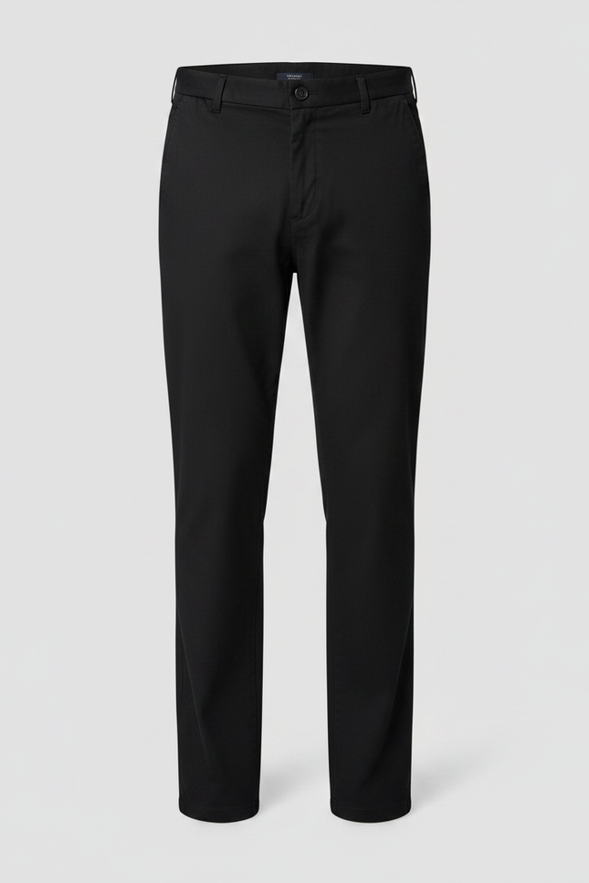 Pantalon Noir Homme Droit Coton Décontracté Élégant - vue 3