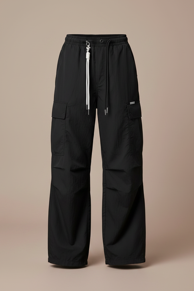 Pantalon Noir Cargo Ample Fille Décontracté Léger - Polyester - vue 3
