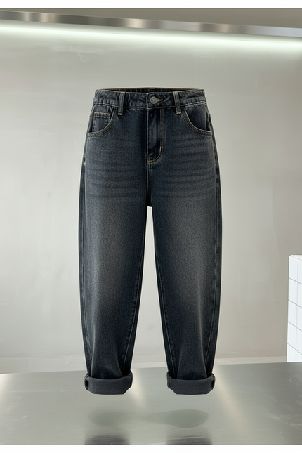 Pantalon Noir Ample Denim Hiver Décontracté - Jean - vue 3