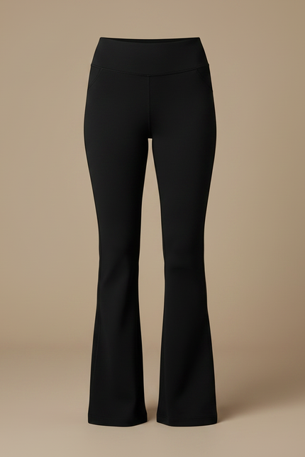 Pantalon Noir Évasé Taille Haute Confortable Femme - Polyester - vue 3