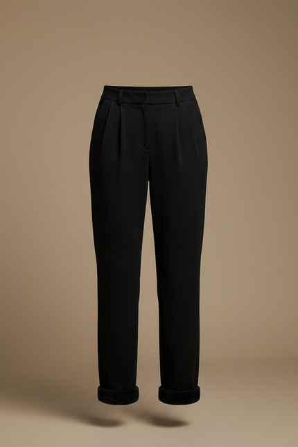 Pantalon Noir Taille Haute Droit Doux Confortable - Molleton - vue 3