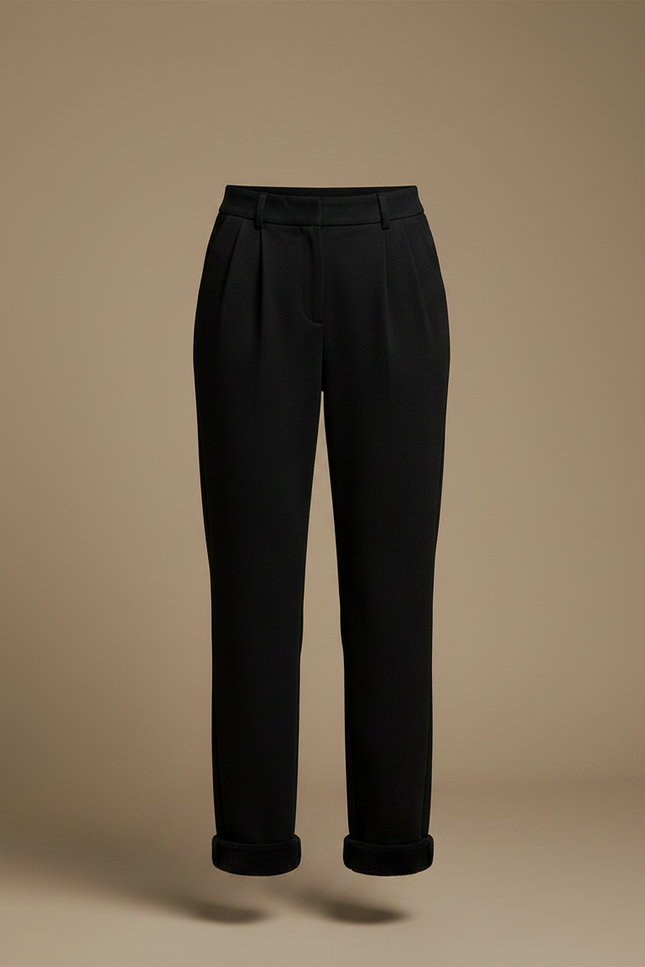 Pantalon Noir Taille Haute Droit Doux Confortable - Molleton - vue 3