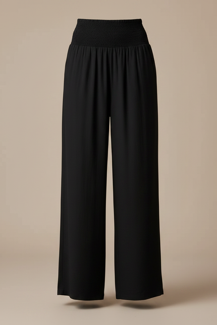 Pantalon Noir Ample Fluide Taille Haute Femme - Viscose - vue 3