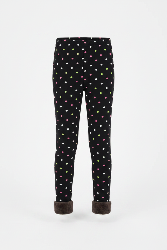 Pantalon Noir Polka Dots Fille Chaud Doux Hiver - Molleton - vue 3