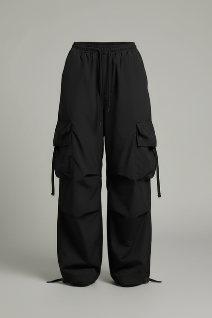 Pantalon Noir Cargo Ample Streetwear Femme - Polyester - vue 3