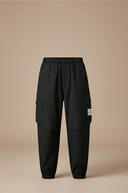 Pantalon Noir Cargo Enfant Décontracté Poches Latérales - Polyester - vue 3