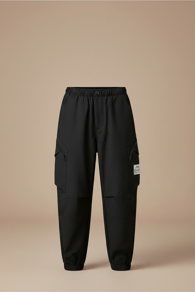 Pantalon Noir Cargo Enfant Décontracté Poches Latérales - Polyester - vue 3