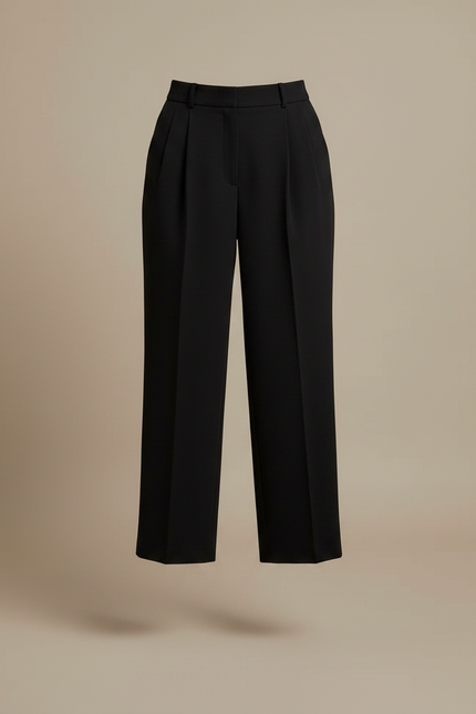 Pantalon Noir Femme Taille Haute Plissé Fluide Élégant - Gabardine - vue 3