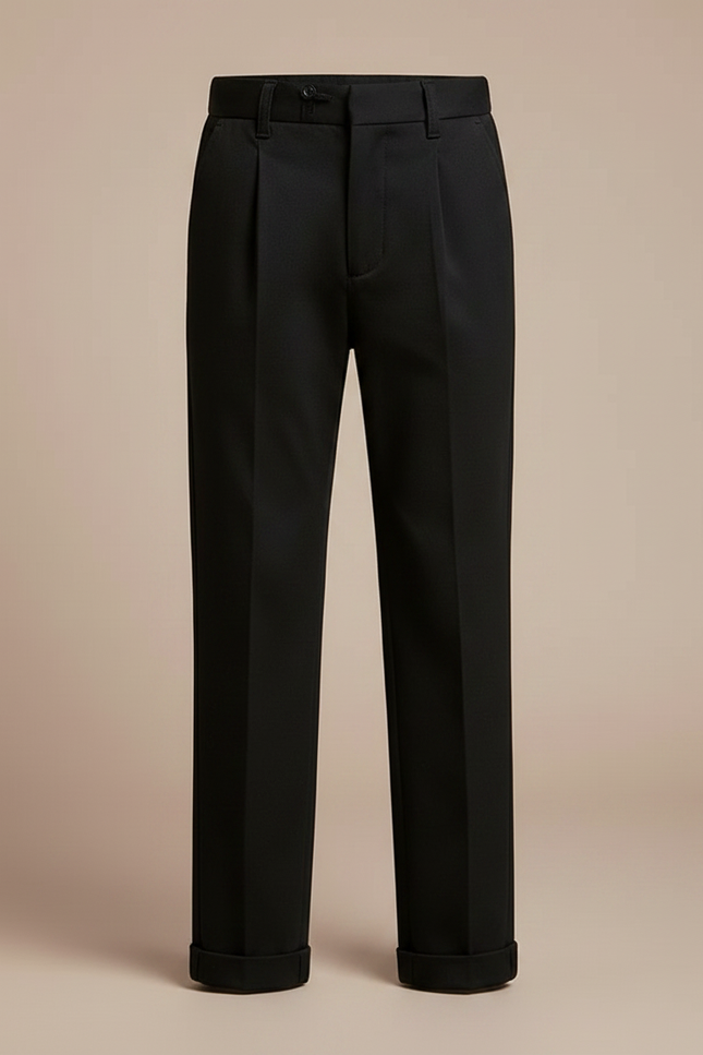 Pantalon Noir Garçon Droit Classique Élégant - Gabardine - vue 3