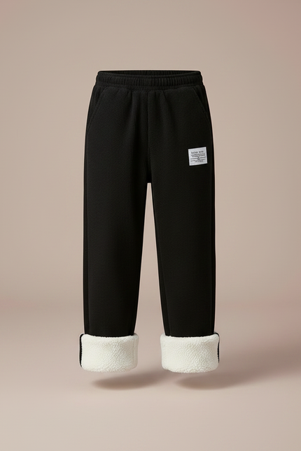 Pantalon Noir Côtelé Doublé Sherpa Enfant Hiver - Cordé - vue 3