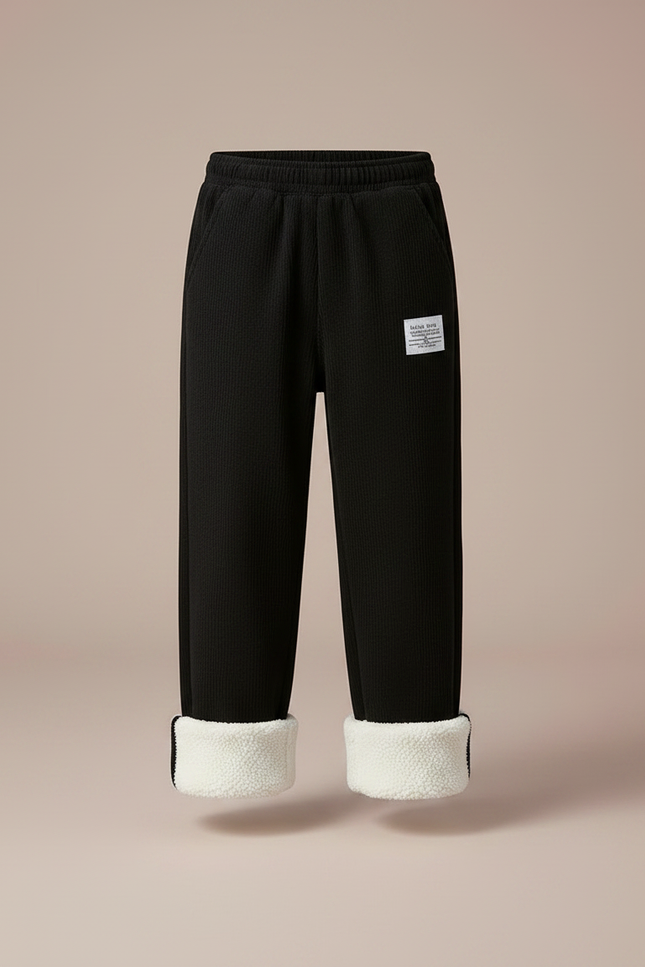 Pantalon Noir Côtelé Doublé Sherpa Enfant Hiver - Cordé - vue 3