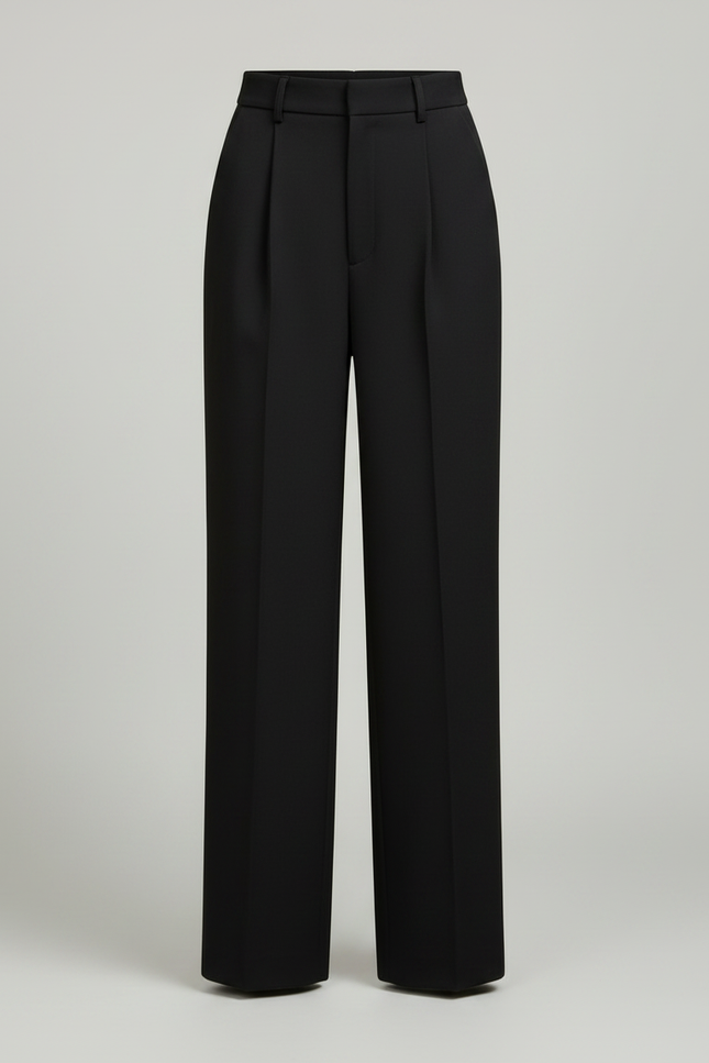 Pantalon Noir Droit Ample Élégant Femme Décontracté - Gabardine - vue 3