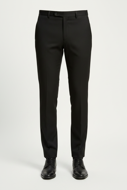 Pantalon Noir Homme Ajusté Élégant Droit Formel - Gabardine - vue 3