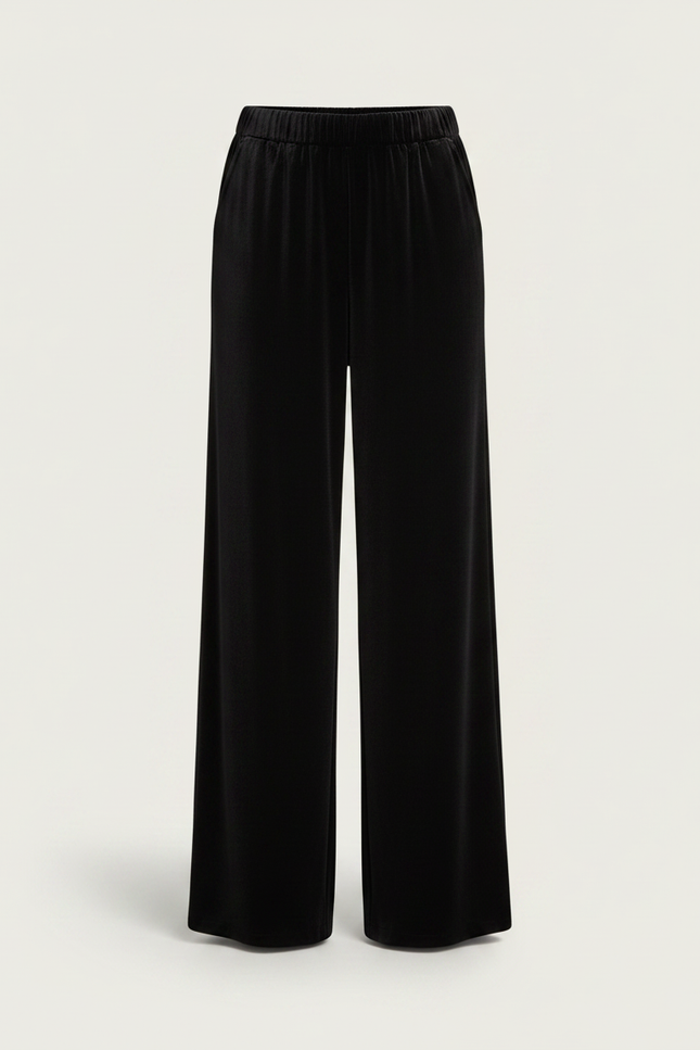Pantalon Noir Velours Ample Taille Haute Femme - vue 3