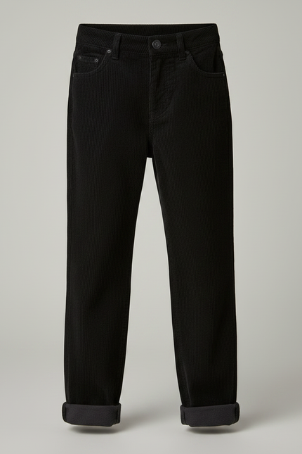 Pantalon Noir Côtelé Ample Décontracté Garçon - Cordé - vue 3