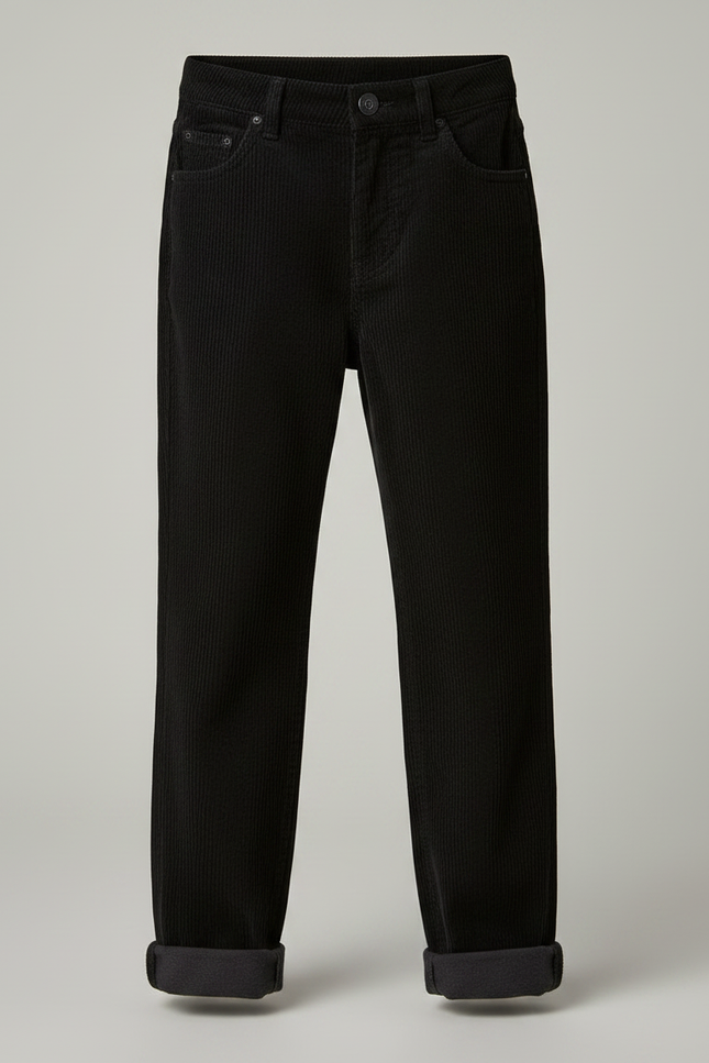 Pantalon Noir Côtelé Ample Décontracté Garçon - Cordé - vue 3