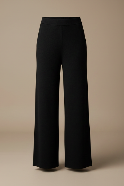 Pantalon Noir Ample Maille Confortable Femme - vue 3