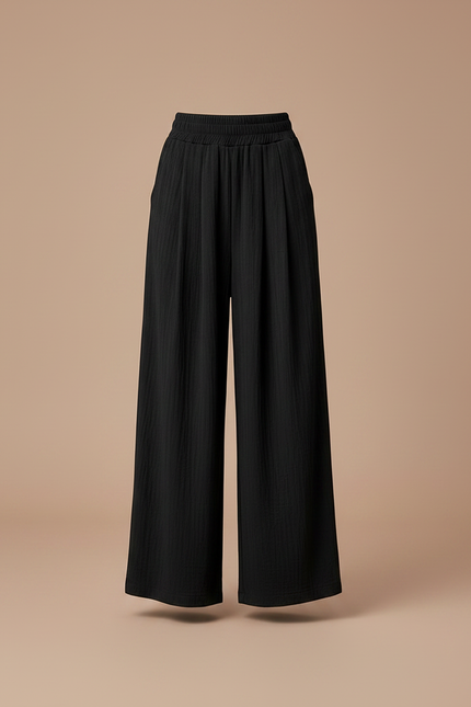 Pantalon Noir Ample Fluide Décontracté Enfant - Viscose - vue 3