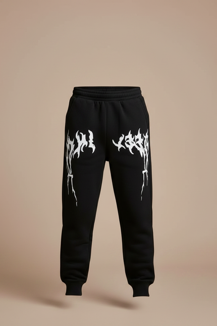 Pantalon Noir Jogging Imprimé Flammes Enfant - Molleton - vue 3