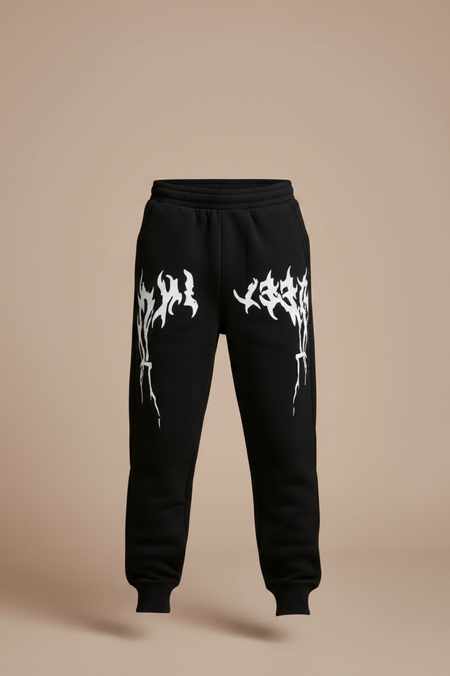 Pantalon Noir Jogging Imprimé Flammes Enfant - Molleton - vue 3