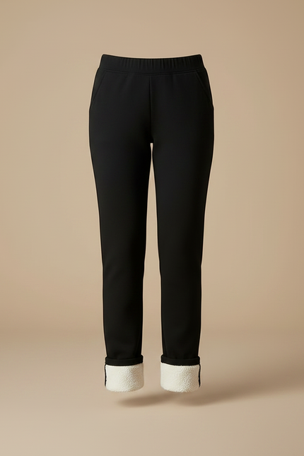 Pantalon Noir Doublé Polaire Chaud Femme - Polyester - vue 3