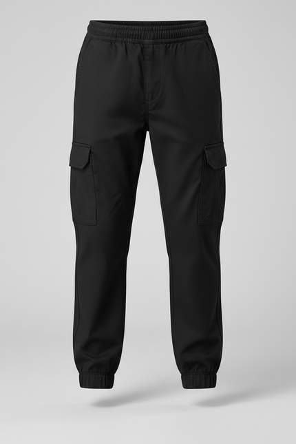 Pantalon Noir Cargo Enfant Décontracté Multi-poches - Toile - vue 3