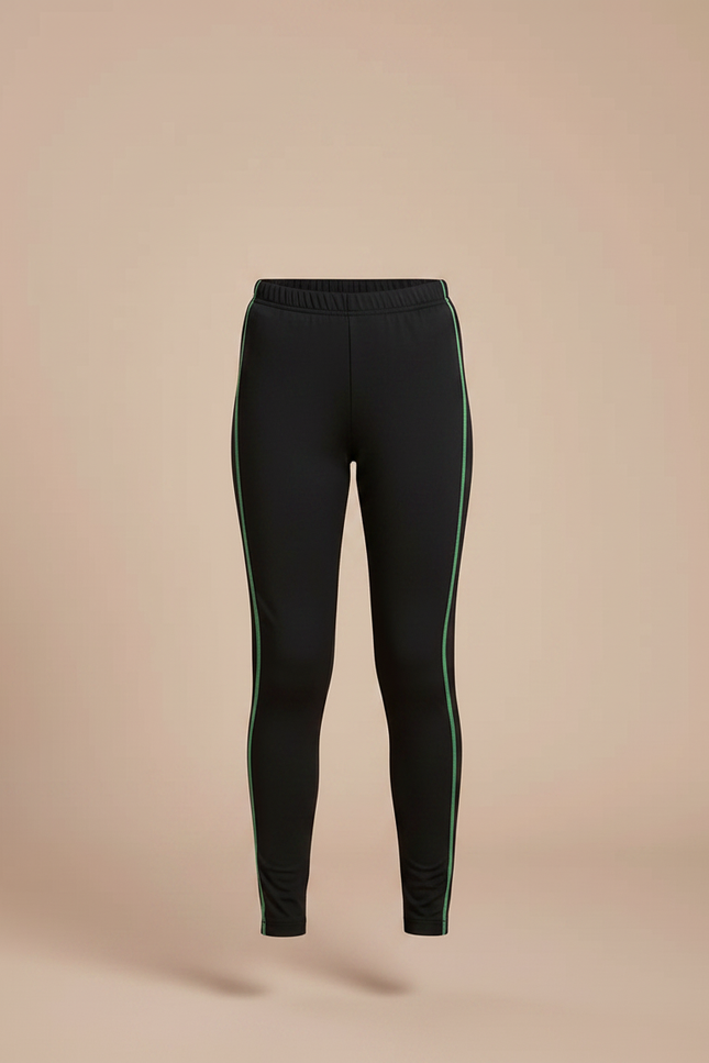 Pantalon Noir Legging Sport Enfants Rayures Vertes - Polyester - vue 3