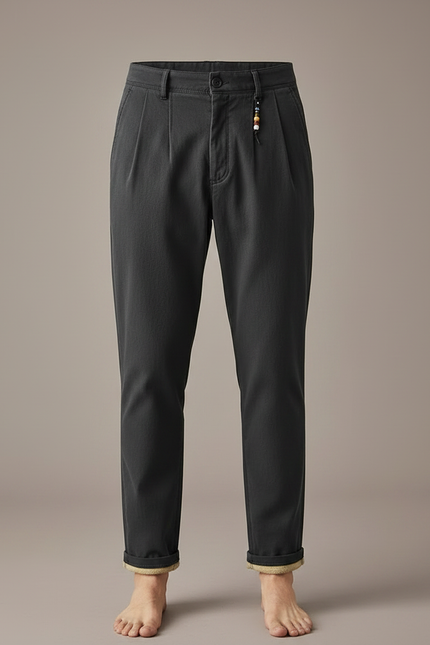 Pantalon Noir Homme Hiver Doublé Polaire Décontracté - Coton - vue 3