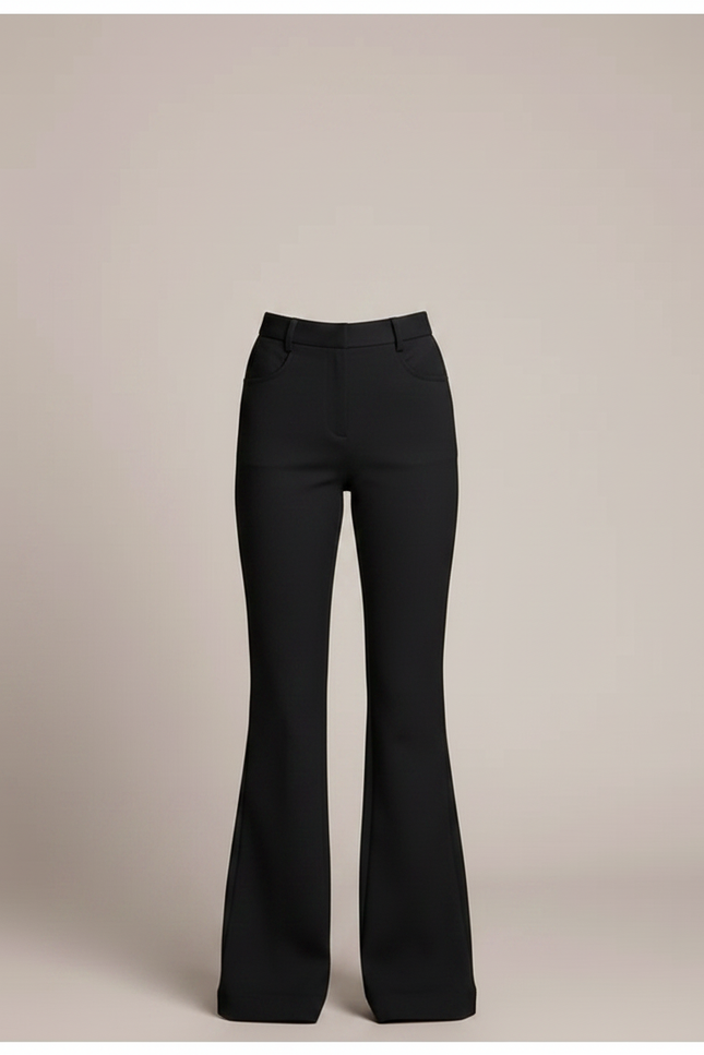 Pantalon Noir Évasé Fluide Taille Haute Fille - Polyester - vue 3