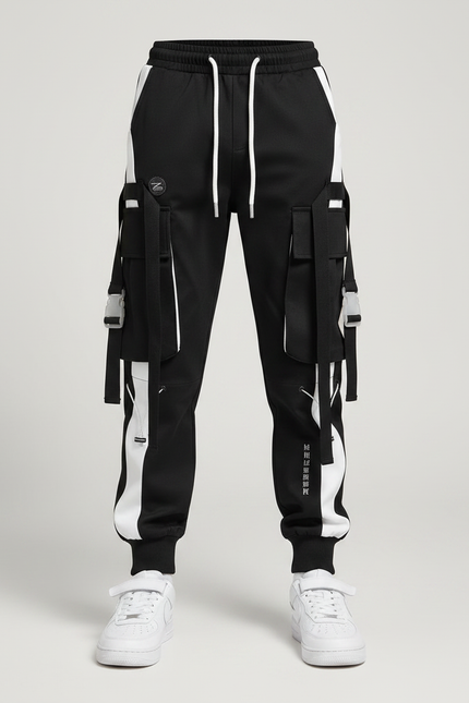 Pantalon Bicolore Noir Et Blanc - Polyester - vue 3