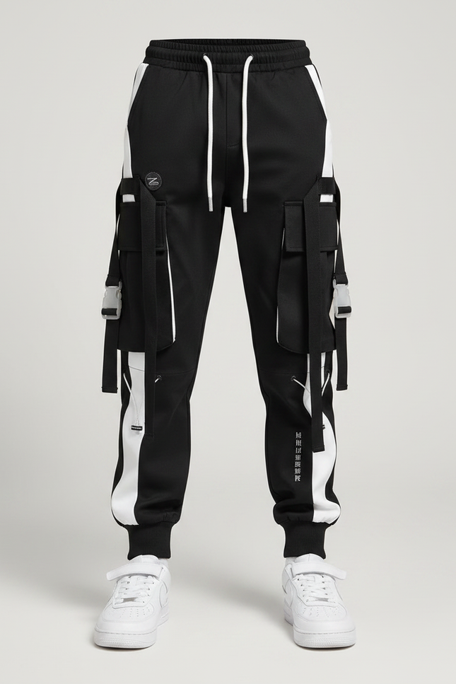 Pantalon Bicolore Noir Et Blanc - Polyester - vue 3
