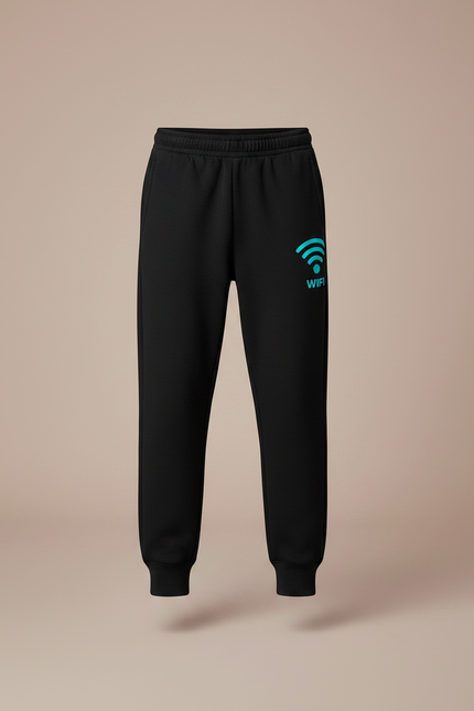 Pantalon Noir Jogging Coton Imprimé Wifi Garçon - Molleton - vue 3
